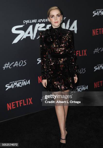 Actress Kiernan Shipka arrives for the Premiere Of Netflix's "Chilling Adventures Of Sabrina" held at The Hollywood Athletic Club on October 19, 2018...