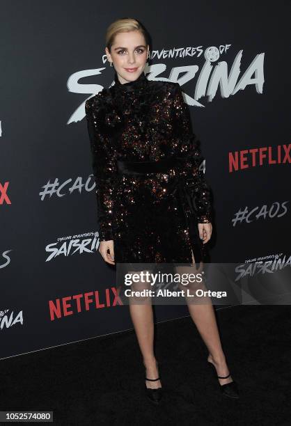 Actress Kiernan Shipka arrives for the Premiere Of Netflix's "Chilling Adventures Of Sabrina" held at The Hollywood Athletic Club on October 19, 2018...