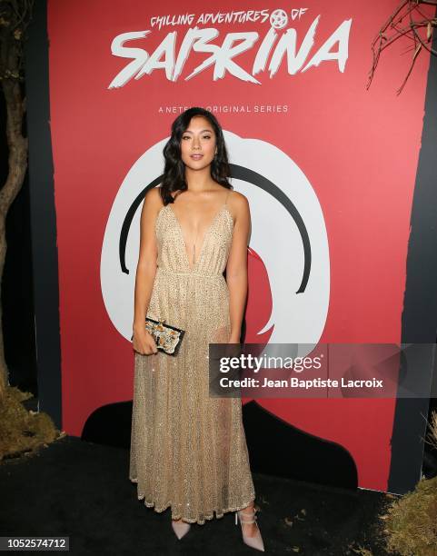 Adeline Rudolph attends the premiere of Netflix's 'Chilling Adventures of Sabrina' at Hollywood Athletic Club on October 19, 2018 in Hollywood,...