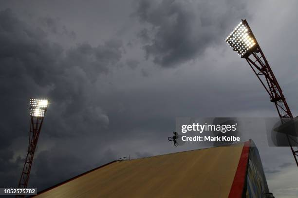 Big Air Rider practices during the X Games Sydney 2018 at Sydney Olympic Park on October 20, 2018 in Sydney, Australia.