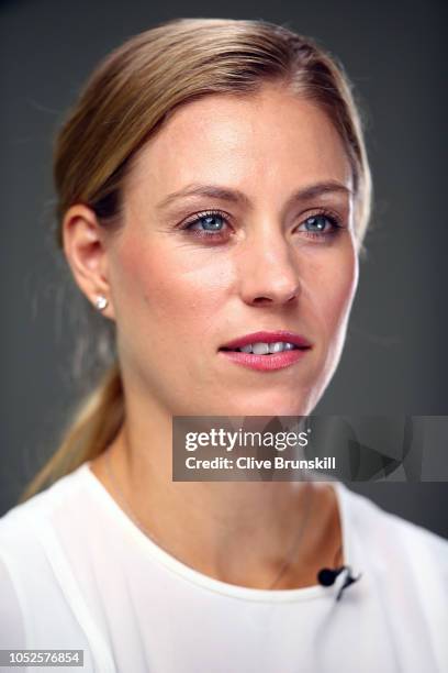 Angelique Kerber of Germany speaks during the All Access Hour press conference at Marina Bay Sands convention center on October 20, 2018 in Singapore.