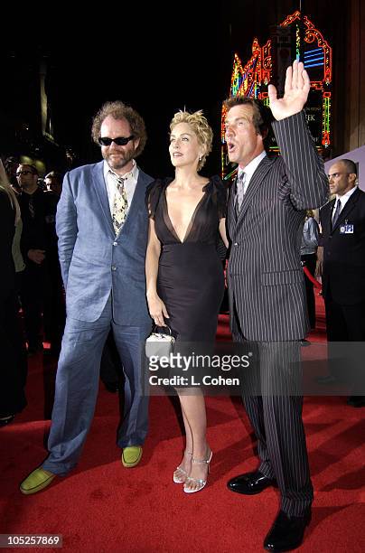 Mike Figgis, Sharon Stone and Dennis Quaid during "Cold Creek Manor" Premiere - Red Carpet at El Capitan Theatre in Hollywood, California, United...