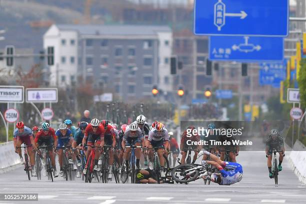 Arrival / Sprint / Jenthe Biermans of Belgium and Team Katusha-Alpecin / Gianni Moscon of Italy and Team Sky Red Leader Jersey / Philippe Gilbert of...