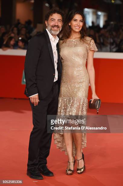 Cristian Marazziti and Ariadna Romero walk the red carpet ahead of the "The House With A Clock In Its Walls" screening during the 13th Rome Film Fest...