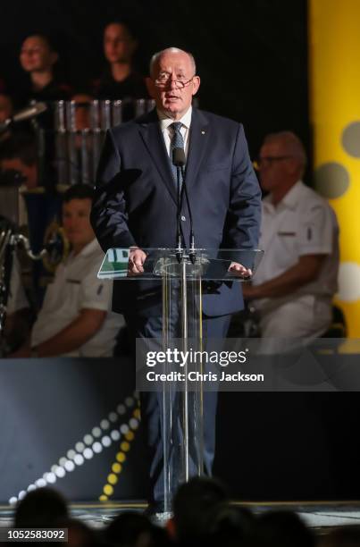 Peter Cosgrove making a speech during the Invictus Games Sydney 2018 Opening Ceremony at Sydney Opera House on October 20, 2018 in Sydney, Australia.