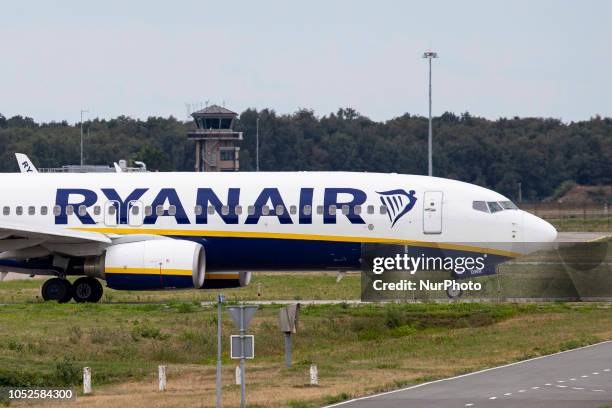 Ryanair Boeing 737-800 seen in Eindoven airport in The Netherlands taxiing. In October 2018, Ryanair announced it would be closing its base at the...