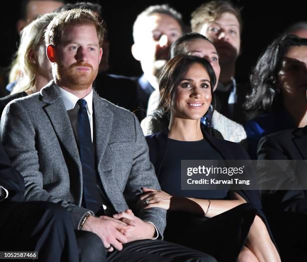 Prince Harry, Duke of Sussex and Meghan, Duchess of Sussex attend the Invictus Games Opening Ceremony at the Sydney Opera House on October 20, 2018...