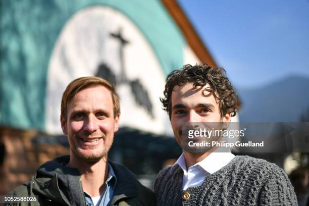 Jesus actors Frederik Mayet and Rochus Rueckel pose for a portrait during the presentation of actors who will participate in the Oberammergau Passion...