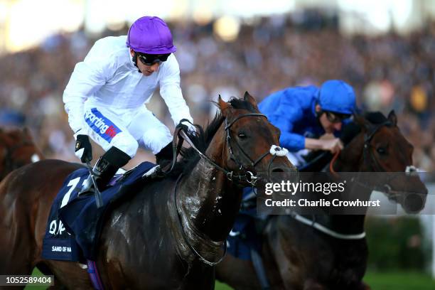 Paul Hanagan Rides Sands of Mali to win The QIPCO British Champions Sprint Stakes during QIPCO British Champions Day at Ascot Racecourse on October...