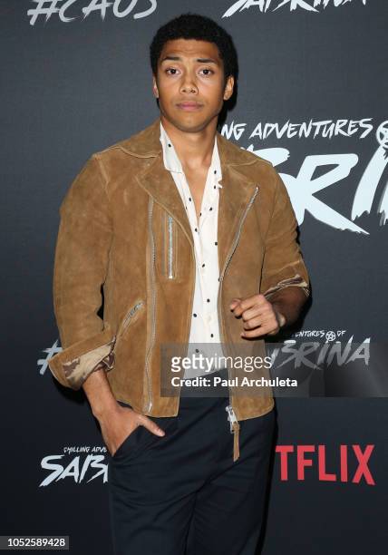 Actor Chance Perdomo attends the premiere of Netflix's "Chilling Adventures Of Sabrina" at the Hollywood Athletic Club on October 19, 2018 in...
