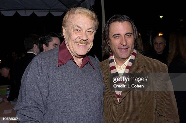 Jerry Buss and Andy Garcia during "Twisted" World Premiere - Red Carpet at Paramount Pictures in Los Angeles, California, United States.