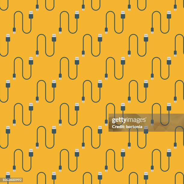 vaping & e-cigarettes seamless pattern - charging cable stock illustrations
