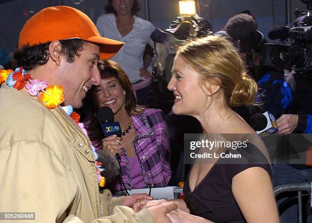 Adam Sandler and Drew Barrymore during "50 First Dates" Premiere - Red Carpet at Mann Village Theatre in Westwood, California, United States.