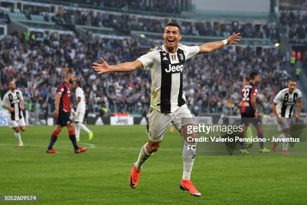 Cristiano Ronaldo of Juventus celebrates his goal of 1-0 during the Serie A match between Juventus and Genoa CFC at Allianz Stadium on October 20,...