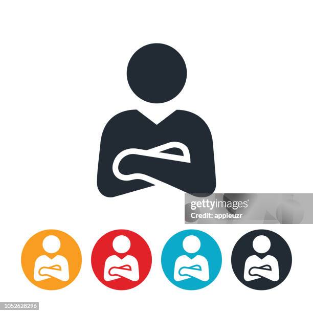 businessman with arms folded icon - arms crossed icon stock illustrations
