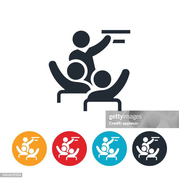 teacher giving lesson icon - student asking question stock illustrations