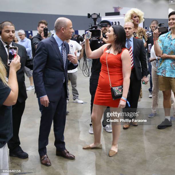 Michael Avenatti and Laura Loomer attend Politicon 2018 at Los Angeles Convention Center on October 20, 2018 in Los Angeles, California.