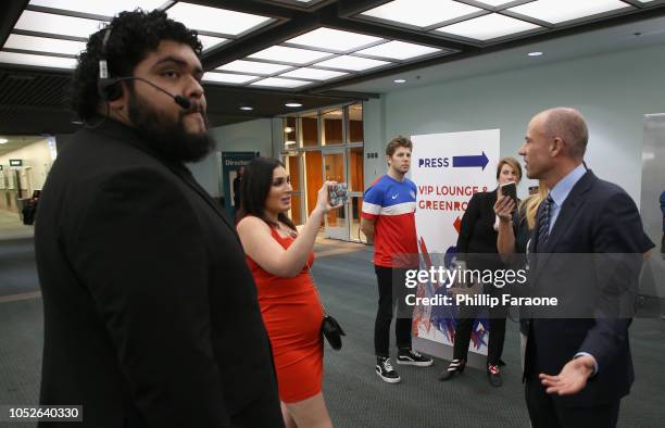 Laura Loomer and Michael Avenatti attend Politicon 2018 at Los Angeles Convention Center on October 20, 2018 in Los Angeles, California.