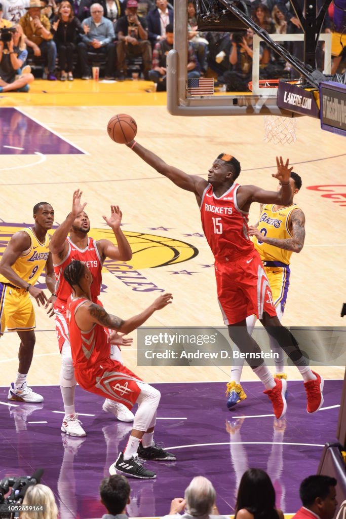 Capela Houston Rockets Clint Capela of the Houston Rockets rebounds the ball against the Los ...