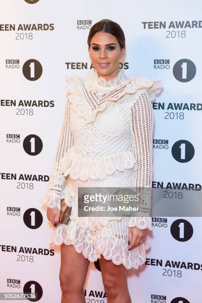 Danielle Lloyd arrives the BBC Radio 1 Teen Awards at SSE Arena on October 21, 2018 in London, England.