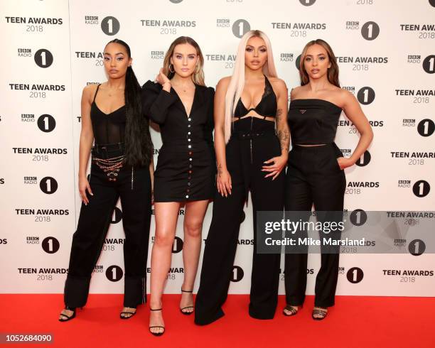 Leigh-Anne Pinnock, Perrie Edwards, Jesy Nelson and Jade Thirlwall of the band Little Mix attend the BBC Radio 1 Teen Awards on October 21, 2018 in...