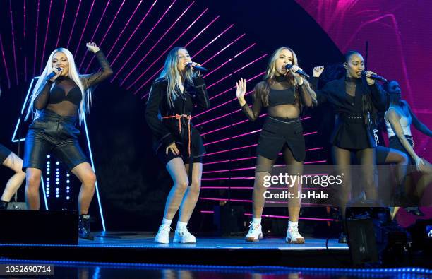 Jesy Nelson, Perrie Edwards, Jade Thirlwall and Leigh-Anne Pinnock of Little Mix performs the BBC Radio 1 Teen Awards on October 21, 2018 in London,...