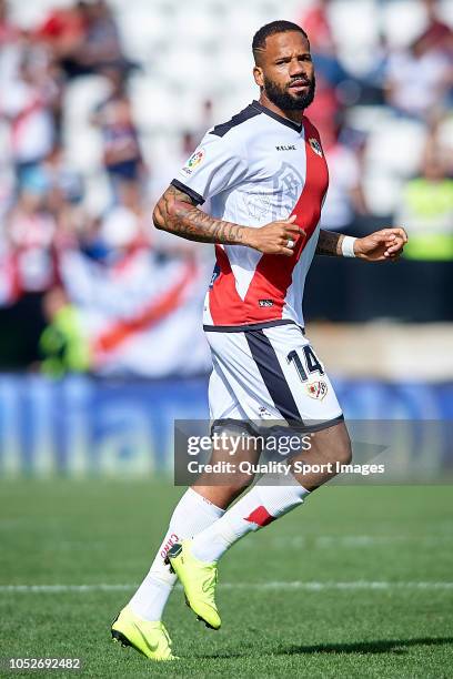 Tiago Manuel Dias 'Bebe' of Rayo Vallecano in action during the La Liga match between Rayo Vallecano de Madrid and Getafe CF at Campo de Futbol de...