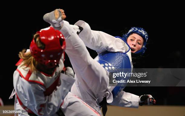 Jade Jones of Great Britain during her victory over Skylar Park of Canada in the Semi-Finals of the Women's -57kg class at the WTF World Taekwondo...