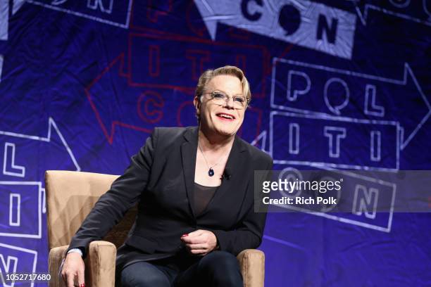 Eddie Izzard speaks onstage during Politicon 2018 at Los Angeles Convention Center on October 21, 2018 in Los Angeles, California.