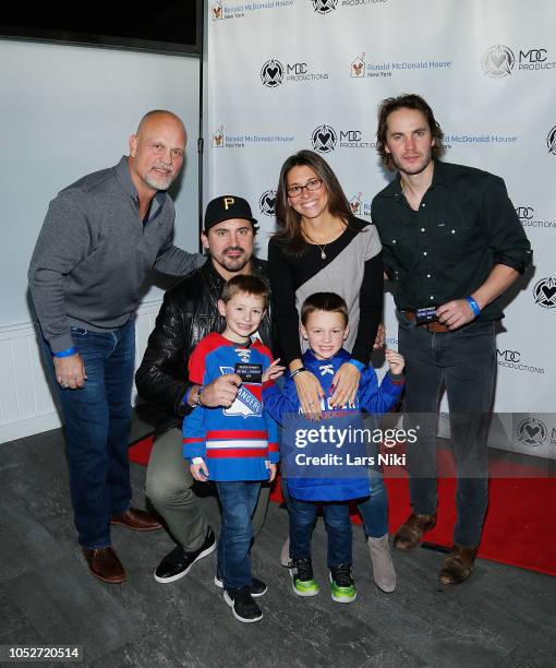 Ice hockey players Ken Daneyko, Chris Higgins and actor Taylor Kitsch attend the MDC Productions 2018 "Face Off to Fight Cancer" charity hockey event...