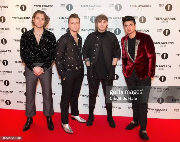 Ashton Irwin, Luke Hemmings, Michael Clifford, Calum Hood of 5 Seconds of Summer attend the BBC Radio 1 Teen Awards on October 21, 2018 in London,...
