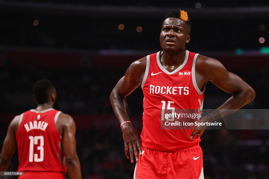 Center Rockets Nba Houston Rockets Center Clint Capela looks on during a NBA game... News ...