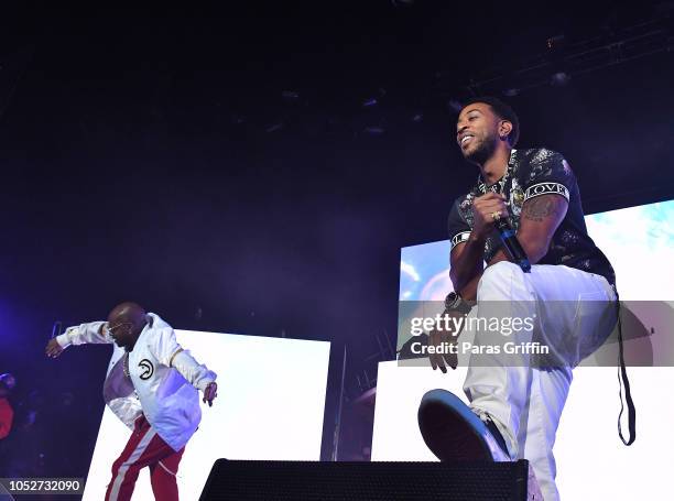 Jermaine Dupri and Ludacris perform in concert during So So Def 25th Cultural Curren$y Tour at State Farm Arena on October 21, 2018 in Atlanta,...