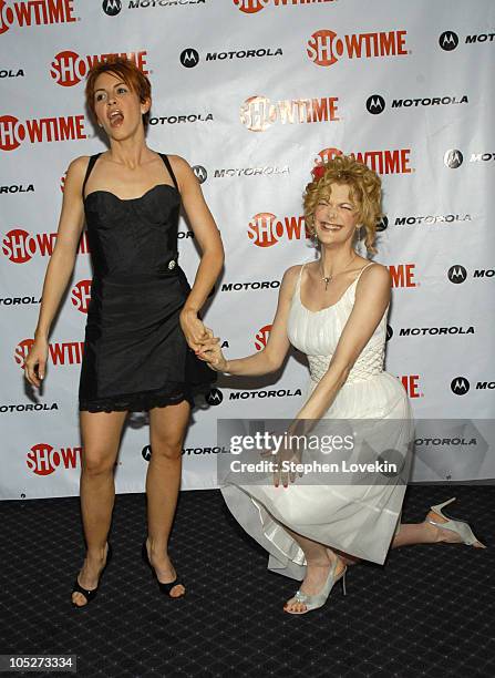 Michelle Clunie and Thea Gill at the Motorola-sponsored New York Premiere of Showtime's "Queer as Folk"