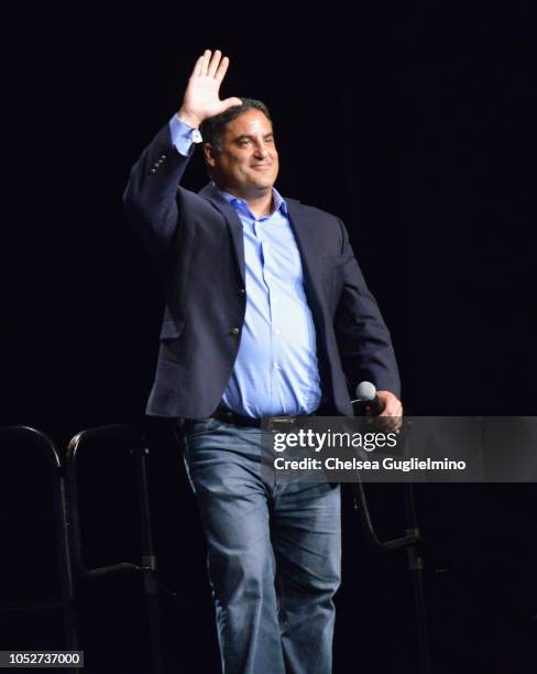 Cenk Uygur seen onstage during Politicon 2018 at Los Angeles Convention Center on October 21, 2018 in Los Angeles, California.