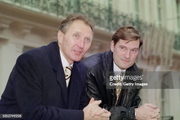 Future England manager Glenn Hoddle and Howard Wilkinson pictured together outside Lancaster Gate in January 1996 in London, England.