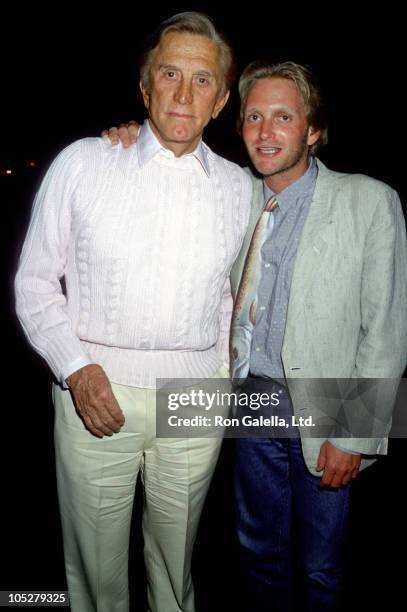 Kirk Douglas and Eric Douglas during Kirk Douglas and Eric Douglas at Spago's Restaurant - May 6, 1987 at Spago's Restaurant in Hollywood,...