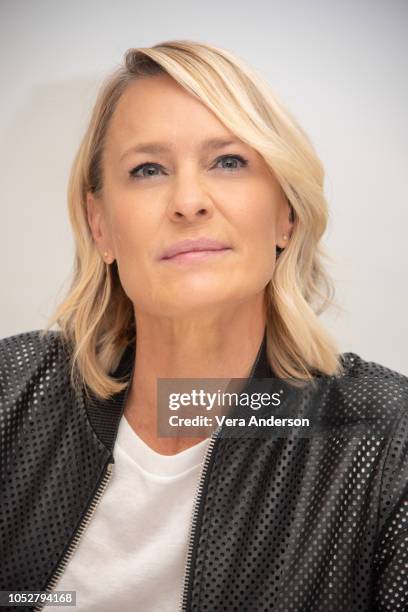 Robin Wright at the "House of Cards" Press Conference at the Four Seasons Hotel on October 22, 2018 in Beverly Hills, California.