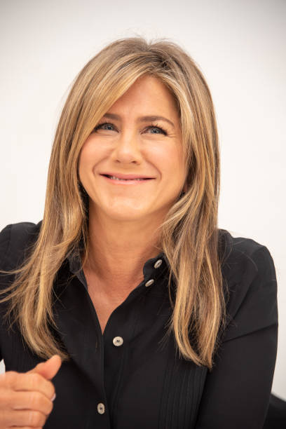Jennifer Aniston at the "Dumplin'" Press Conference at the Four Seasons Hotel on October 22, 2018 in Beverly Hills, California.