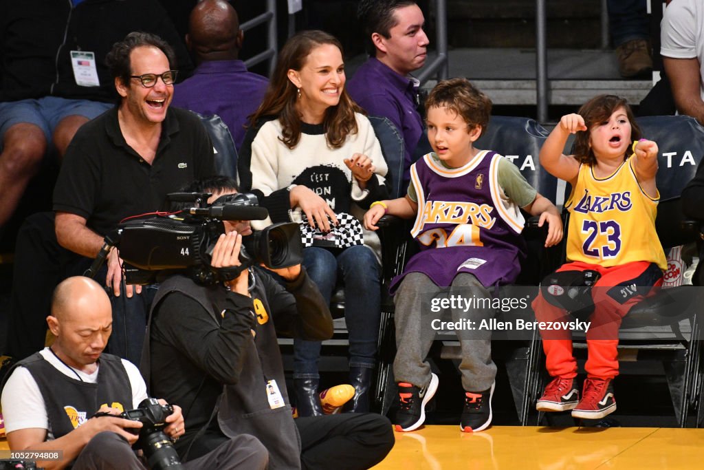 Celebrities At The Los Angeles Lakers Game