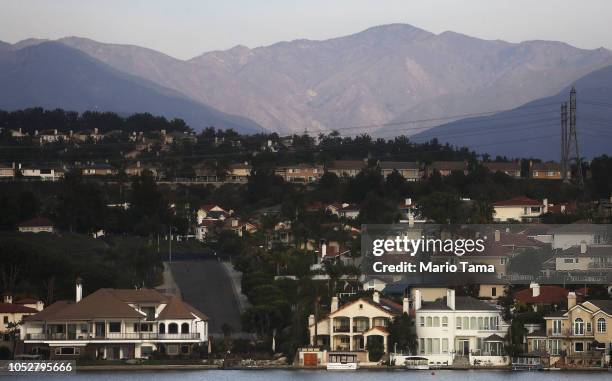 Homes stand on a hillside in Orange County on October 22, 2018 in Mission Viejo, California. The city sits in California's 45th Congressional...