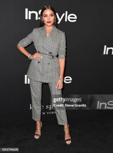 Olivia Culpo arrives at the 2018 InStyle Awards at The Getty Center on October 22, 2018 in Los Angeles, California.