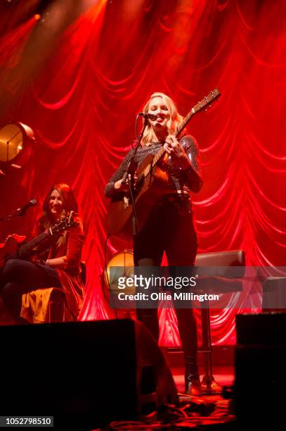 Tenille Townes and Ashley Campbell perfom onstage during the October 2018 CMA Songwriters Series tour at O2 Shepherd's Bush Empire on October 22,...