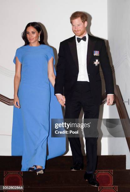 Prince Harry, Duke of Sussex and Meghan, Duchess of Sussex attend a state dinner hosted by the president of the South Pacific nation Jioji Konrote at...