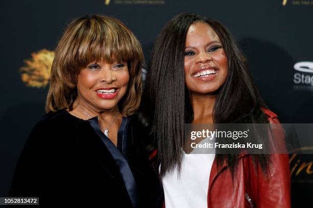 Tina Turner and Kristina Love during a photo call for the musical 'Tina - Das Tina Turner Musical' at Mojo Club on October 23, 2018 in Hamburg,...