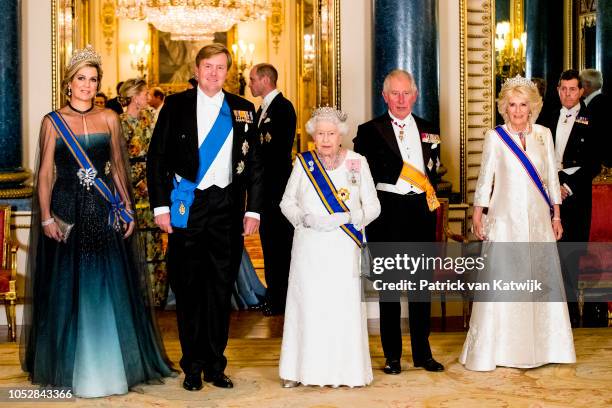 Queen Maxima of The Netherlands, King Willem-Alexander of The Netherlands, Queen Elizabeth II, Prince Charles, Prince of Wales and Camilla, Duchess...