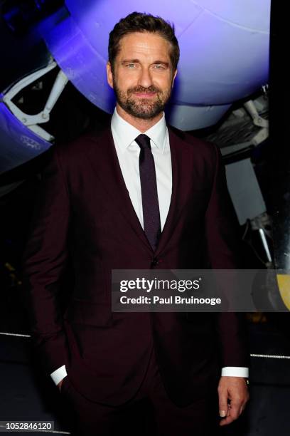 Gerard Butler attends Lionsgate With The Cinema Society Host The After Party For The World Premiere Of "Hunter Killer" at Intrepid Sea-Air-Space...