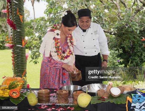 Meghan, Duchess of Sussex attends a morning tea reception at the British High Commissioners Residence on October 24, 2018 in Suva, Fiji. The Duke...