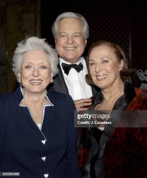 Celeste Holm, Robert Osborne and Rita Gam during The Academy of Motion Picture Arts & Sciences 2004 Oscar Night Party at Le Cirque 2000 in New York...