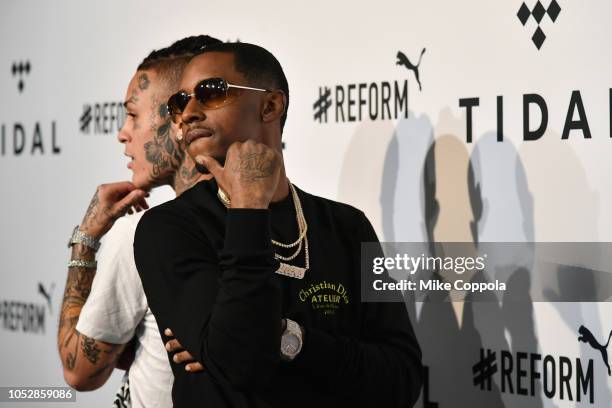 Lil Skies and YBS Skola attend the 4th Annual TIDAL X: Brooklyn at Barclays Center of Brooklyn on October 23, 2018 in New York City.